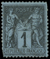 TYPE SAGE - 84    1c. Noir Sur BLEU DE PRUSSE, Dents Manquantes, Obl., B/TB, Certif. Calves - 1876-1898 Sage (Type II)