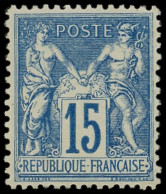 (*) TYPE SAGE - 90   15c. Bleu, Tirage De L'Exposition De 1900, Normalement Sans Gomme, TB, RR, Certif. JF Brun - 1876-1898 Sage (Type II)