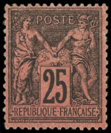 * TYPE SAGE - 91   25c. Noir Sur Rouge, Très Bon Centrage, TTB - 1876-1898 Sage (Type II)