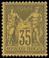 ** TYPE SAGE - 93   35c. Violet Noir Sur Jaune, Excellent Centrage, Superbe - 1876-1898 Sage (Type II)