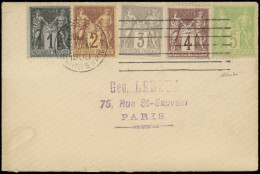 Let TYPE SAGE SUR LETTRES - N°83, 85, 87/88 Et 102 Obl. Méc. US POSTAL STA./PARIS EXPN 27/7/1900 Et 7 Barres Sur Env., C - 1877-1920: Periodo Semi Moderno