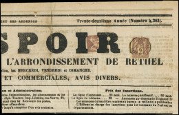 Let TYPE SAGE SUR LETTRES - N°85 Obl. TYPO S. Manchette De Journal "L'ESPOIR DE RETHEL" Du 12/4/78, Affr. N°85 Obl. RETH - 1877-1920: Semi-Moderne