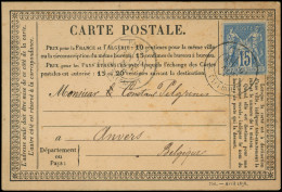 Let TYPE SAGE SUR LETTRES - N°90 Obl. PARIS 29/11/78 S. CP Précurseur Pour Anvers, TB - 1877-1920: Semi Modern Period