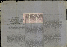 Let JOURNAUX -  1 : 2c. Lilas, BANDE De 3 Obl. TYPO S. Grande Partie D'affiche "A Vendre Par Expropriation Forcée", RR,  - Newspapers