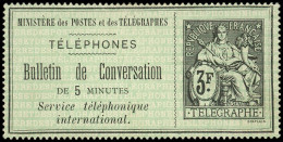 (*) TELEPHONE - Téléphone 6 : 3f. Noir Sur Vert, TB - Telegraph And Telephone