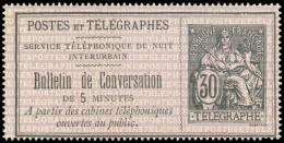 (*) TELEPHONE - Téléphone 8 : 30c. Noir Sur Lilas, TB - Telegraphie Und Telefon