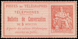 (*) TELEPHONE - Téléphone 9 : 50c. Rouge Sur Rose, TB - Télégraphes Et Téléphones