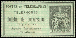 (*) TELEPHONE - Téléphone 11 : 3f. Noir Sur Vert, TB - Télégraphes Et Téléphones