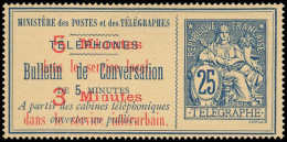 (*) TELEPHONE - Téléphone 12 : 25c. Bleu Sur Chamois, TB. C - Telegramas Y Teléfonos