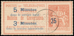 TELEPHONE - Téléphone 14 : 25 S. 50c. Rouge Sur Rose, Obl., TB - Telegramas Y Teléfonos