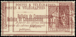 (*) TELEPHONE - Téléphone 26b : 40c. Brun-rouge, DOUBLE Impression, TB - Telegraph And Telephone