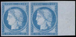 (*) ESSAIS -  1858 : Cérès, Essai En Bleu, Faciale 00, En Paire Avec Chiffre 10 Au Verso Pour Timbre De Grèce, TB - Other & Unclassified