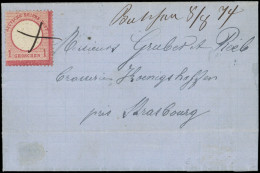 Let ALSACE-LORRAINE - Affranchissements Avec Timbres D'Allemagne 1g. Rouge D'Allemagne Obl. Plume S. LAC De BOULAY 8/8/7 - Cartas & Documentos