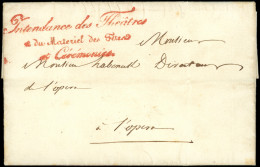 Let LETTRES SANS TIMBRE ET DOCUMENTS DIVERS - MP De Franchise Rouge Intendance Des Théâtres/du Matériel Des Fêtes/et Cér - Altri & Non Classificati