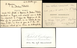 Let LETTRES SANS TIMBRE ET DOCUMENTS DIVERS - Lot De 5 Cartes De Visite Avec Quelques Lignes Manuscrites De P. Fort, H.  - Autres & Non Classés