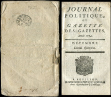 Let LETTRES DE PARIS - MP Ronde PERIODIQUE/FRANCE Sur "Gazette Des Gazettes" De Décembre 1774, L52, TB - 1849-1876: Klassik