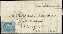 Let BALLONS MONTES - N°29B Obl. Etoile 31 S. LAC, Càd Corps Législatif 3/10/70, Arr. ANGERS 16/10, TB. L'ARMAND BARBES - War 1870
