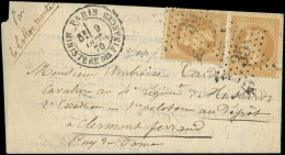 Let BALLONS MONTES - N°28B (2) Obl. Etoile 35 S. LAC, Càd Ministère Des Finances 9/10/70, Arr. CLERMONT-FERRAND 17/10, T - War 1870