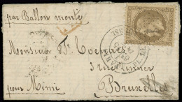 Let BALLONS MONTES - N°30 Obl. Etoile 1 Et Càd Pl. De La Bourse 15/10/70 S. LAC, Arr. BRUXELLES 18/10, TTB. LE JULES FAV - Krieg 1870