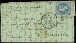 Let BALLONS MONTES - N°29B Obl. ETOILE S. LAC Papier VERT, Càd PARIS (60) 3/1/71, Arr. GRANVILLE, TB. LE NEWTON - Krieg 1870