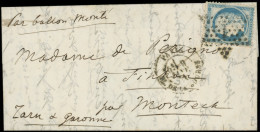 Let BALLONS MONTES - N°37 Obl. Etoile 1 S. LAC, Càd Pl. De La Bourse 9/1/71, Arr. MONTAUBAN Puis MONTECH 14/1, TTB. LE G - War 1870