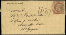 Let BALLONS MONTES - N°30 Obl. Càd Rouge PARIS (SC) 13/1/71 S. Gazette N°26, Grand P.D. Noir Belge Encadré, Arr. BRUXELL - War 1870