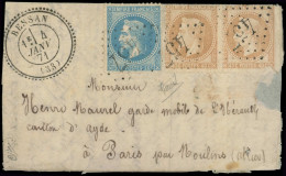 Let Boules De Moulins -  N°29B Et 31 PAIRE (couleur Délavée Et Défse) Obl. GC 457 S. LAC, Càd T24 BESSAN 4/1/71 Pour Par - Krieg 1870