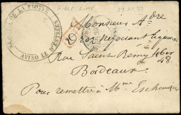 Let Guerre De 1870 -  Càd CHERBOURG 29/(11/70) S. Env. Avec Cachet SERVICE DE LA FLOTTE AVISO LE D'ESTREES Et Aigle "lim - Krieg 1870