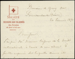 Let Guerre De 1870 -  Cachet Croix Rouge Société De Secours Aux Blessés Des Armées S. LAC Du Domaine De Givry (Nièvre),  - War 1870