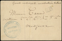 Let Guerre De 1870 -  Cachet Bleu Garde Nationale Mobile DOUBS S. LAC Du 4/2/71 Avec P.P, TB - Krieg 1870