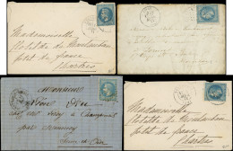 Let La Commune De Paris - Lot De 4 Lettres Affr. N°29 Obl. Càd Versailles (2), GC De Montrouge Paris Et Livry Entre 5/4  - Guerre De 1870