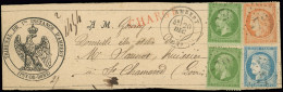 Let AFFRANCHISSEMENTS ET COMBINAISONS - N°20 (2), 38 Et 60A Obl. GC 79 S. Bande CHARGE, Càd T17 AMBERT 20/12/(71), TB - 1849-1876: Klassik