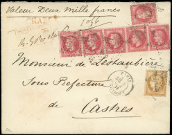 Let AFFRANCHISSEMENTS ET COMBINAISONS - N°32 BANDE De 5, Unité Et N°36, Tous Obl. Etoile 22 S. Env. CHARGE, Càd R. Taitb - 1849-1876: Klassik