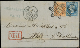 Let DESTINATIONS - N°22 Et 23 Obl. Etoile 26 S. LAC, Càd Gare Du Nord 18/10/65, Arr. LUXEMBOURG 19/10, TB - 1849-1876: Classic Period