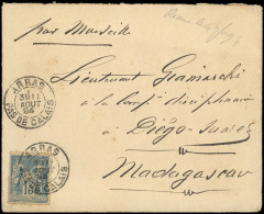 Let DESTINATIONS - N°90 Obl. Càd ARRAS 11/8/94 S. Env. Avec Courrier, Tarif Militaire Pour MADAGASCAR, TB - 1877-1920: Periodo Semi Moderno