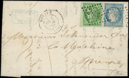 Let AFFRANCHISSEMENTS DE SEPTEMBRE 1871 - N°37 Et 42B Petit Bdf Obl. GC 2654 S. LAC, Càd T17 NEVERS 3/9/71, TTB - 1849-1876: Période Classique