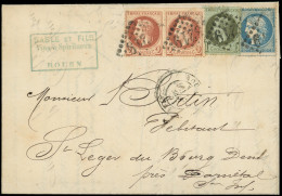 Let AFFRANCHISSEMENTS DE SEPTEMBRE 1871 - N°25, 26 PAIRE Et 37 Obl. GC 3219 S. LAC, Càd T17 ROUEN 13/9/71, TB - 1849-1876: Période Classique