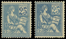 ** EMISSIONS DU XXème SIECLE - 114 Et 118, 25c. Bleu, T I Et II, N°118 Centrage Courant, TB - Unused Stamps