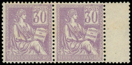 ** EMISSIONS DU XXème SIECLE - 115   Mouchon, 30c. Violet, PAIRE Très Bien Centrée, Bdf, TTB - Unused Stamps