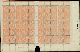 ** EMISSIONS DU XXème SIECLE - 117   Mouchon, 15c. Orange, PANNEAU De 50 Bas De Feuille, Mill.1, 1 T. Petite Adh., 2 Aut - Unused Stamps