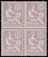 ** EMISSIONS DU XXème SIECLE - 128   Mouchon Retouché, 30c. Violet, BLOC De 4, Très Frais, TTB - Unused Stamps