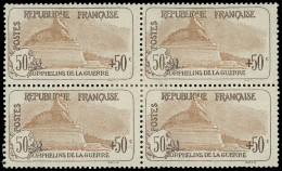 * EMISSIONS DU XXème SIECLE - 153   1ère Série Orphelins, 50c. + 50c. Brun Et Brun Clair, BLOC De 4, TB - Unused Stamps