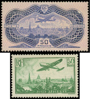 * POSTE AERIENNE - 14 Et 15, 50f. Vert Et 50f. Burelé, TB - 1927-1959 Mint/hinged