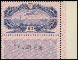 ** POSTE AERIENNE - 15b 50f. Burelage Renversé, CD 16/6/36, TB. J - 1927-1959 Ungebraucht