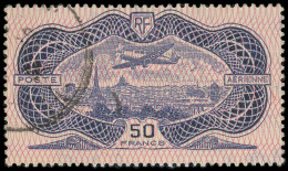 POSTE AERIENNE - 15b 50f. Burelage Renversé, Obl., TB - 1927-1959 Used