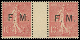 ** FRANCHISE MILITAIRE - 4    10c. Rose, PAIRE Interp., TB - Military Postage Stamps