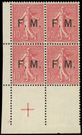 ** FRANCHISE MILITAIRE - 4    10c. Rose, BLOC De 4 Cdf Avec CROIX De Repère, TB - Timbres De Franchise Militaire