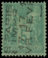 (*) PREOBLITERES - 3   Sage,  5c. Vert, Surch. Verticale 17 FEVR, TB - 1893-1947