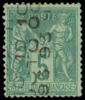 (*) PREOBLITERES - 15  Sage,  5c. Vert, Surch. Verticale 10 OCTO, TTB. Br - 1893-1947