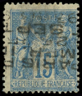 (*) PREOBLITERES - 17  Sage, 15c. Bleu, 25 SEPT, Surcharge Horizontale RENVERSEE, TB. J - 1893-1947